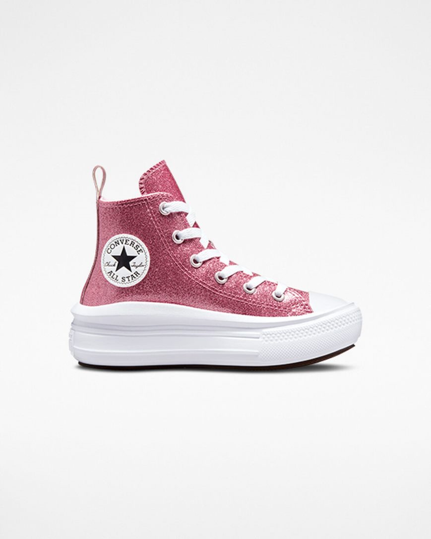 Pantofi Platforma Fete Converse Chuck Taylor All Star Move Glitter Inalti Roz Violet Albi | RO T0ESV209